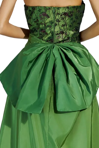Gemma Green Ruched Off-shoulder Dress