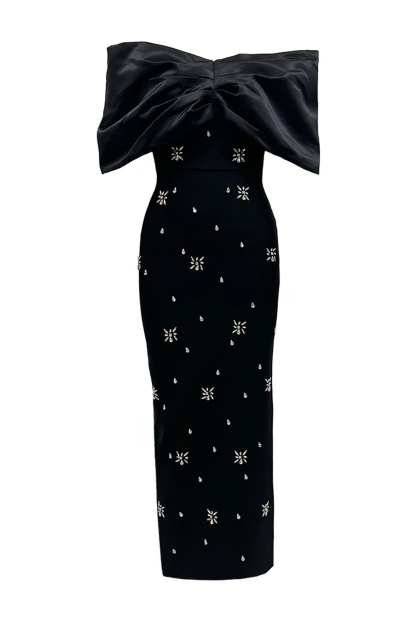 Hannah Black Diamond Bandage Dress