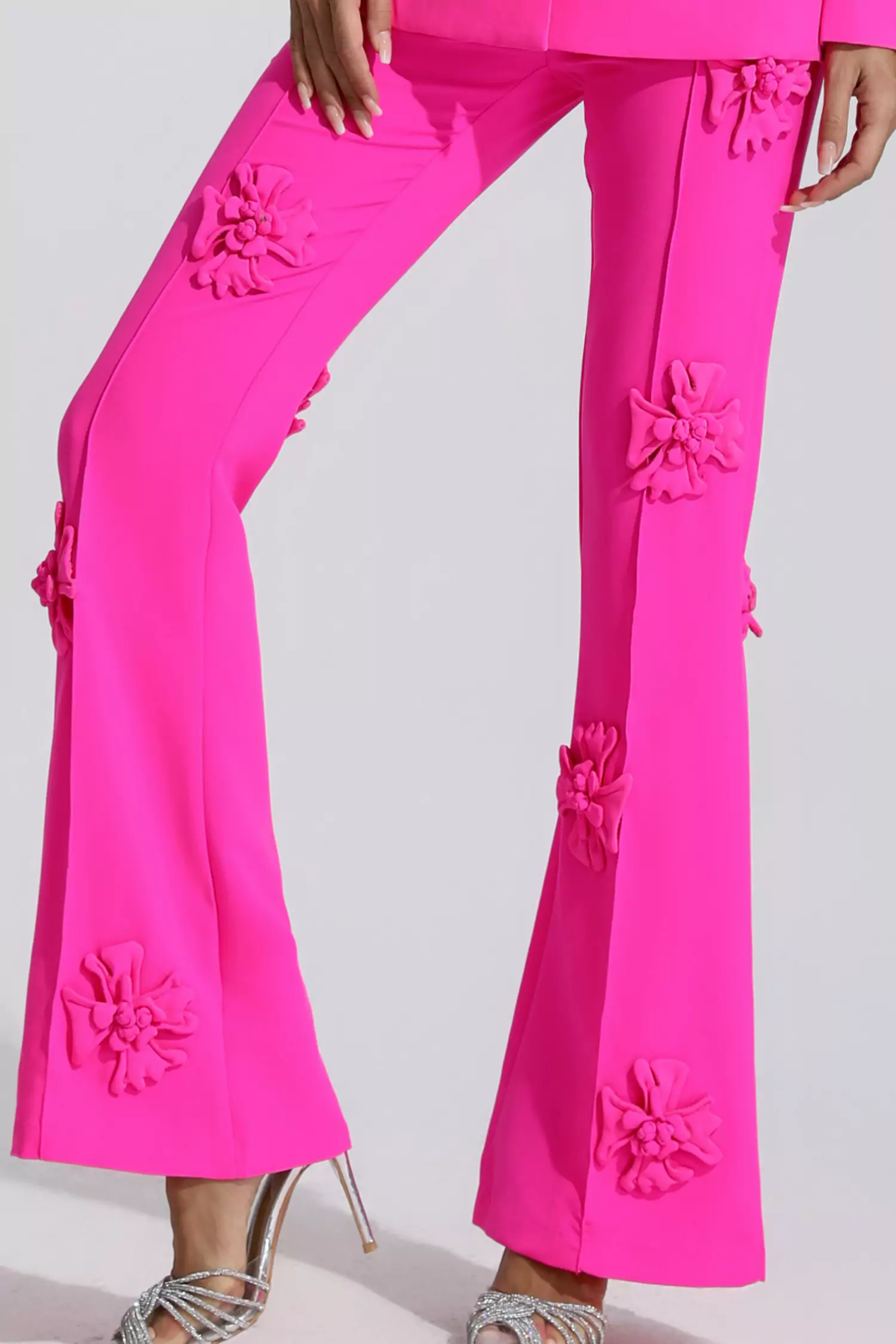 Elma Pink Jacquard Floral Blazer Set