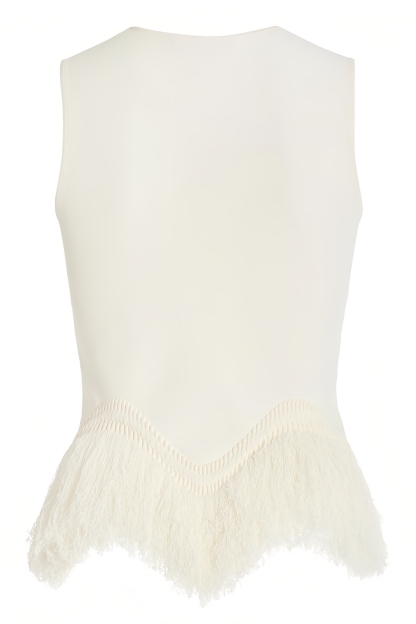 Gwendolyn White Fringe Maxi Dress Two Piece Set