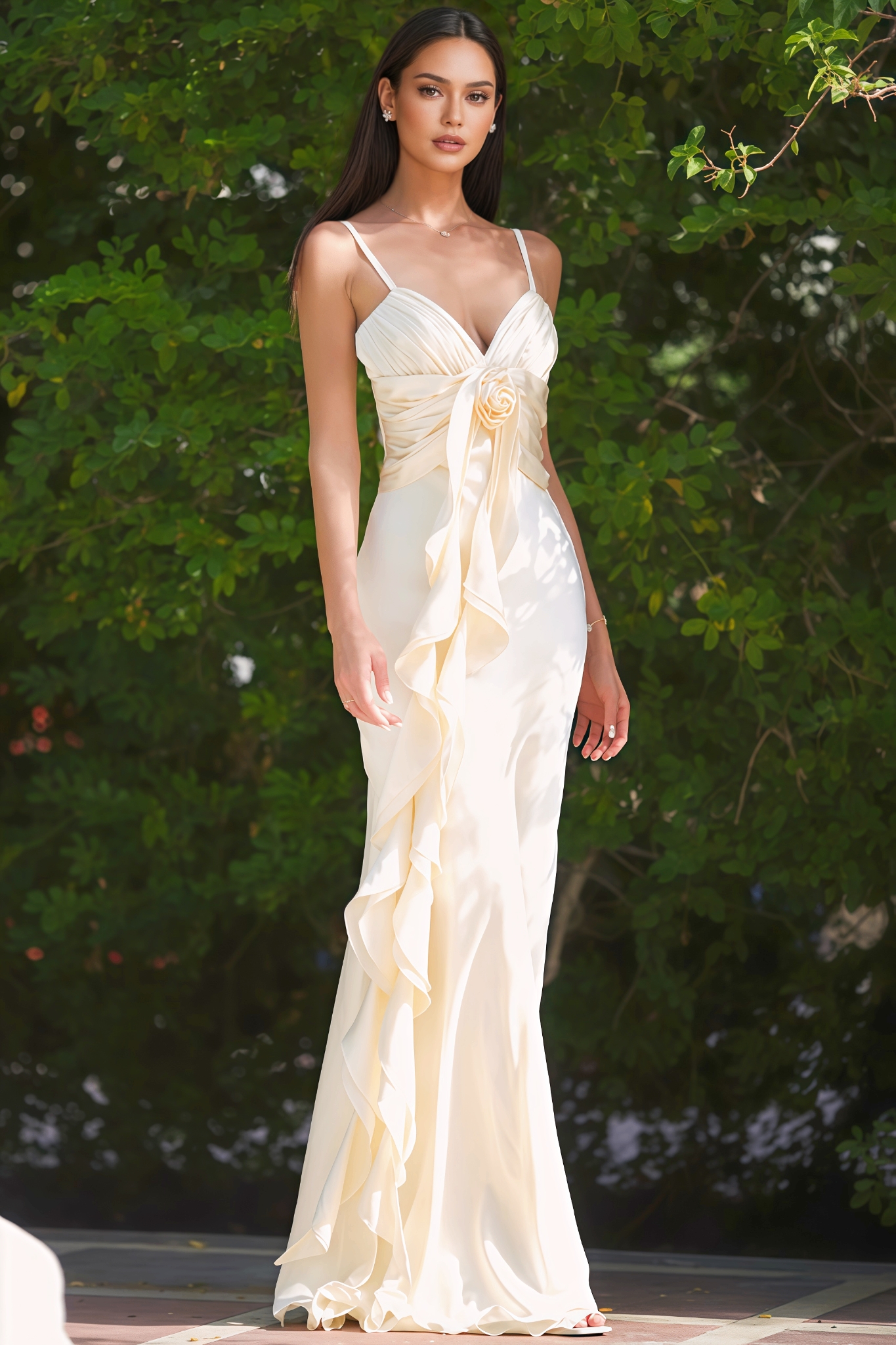 Karine 3D Floral Halter Maxi Dress