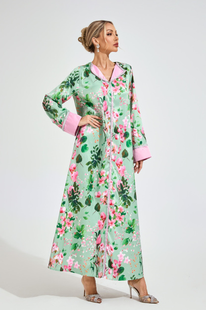 Halle Mint Green A-linePrint Floral Dress