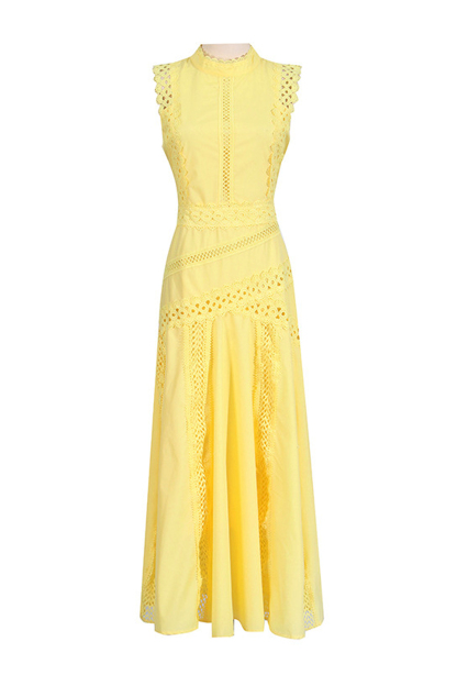 Aubrey Yellow Sleeveless Lace Dress