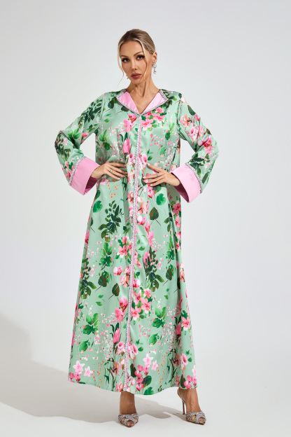 Halle Mint Green A-linePrint Floral Dress