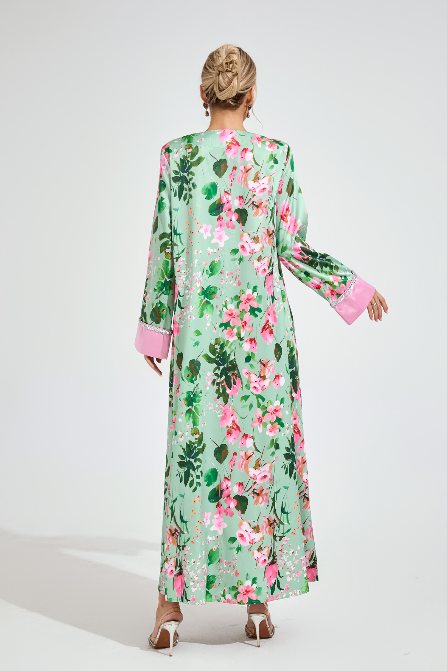 Halle Mint Green A-linePrint Floral Dress