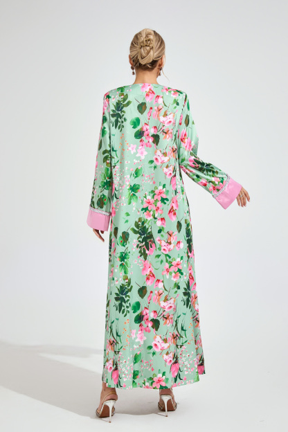 Halle Mint Green A-linePrint Floral Dress