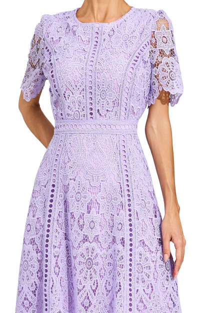 Bonnie Purple Lace Cut Out Midi Dress