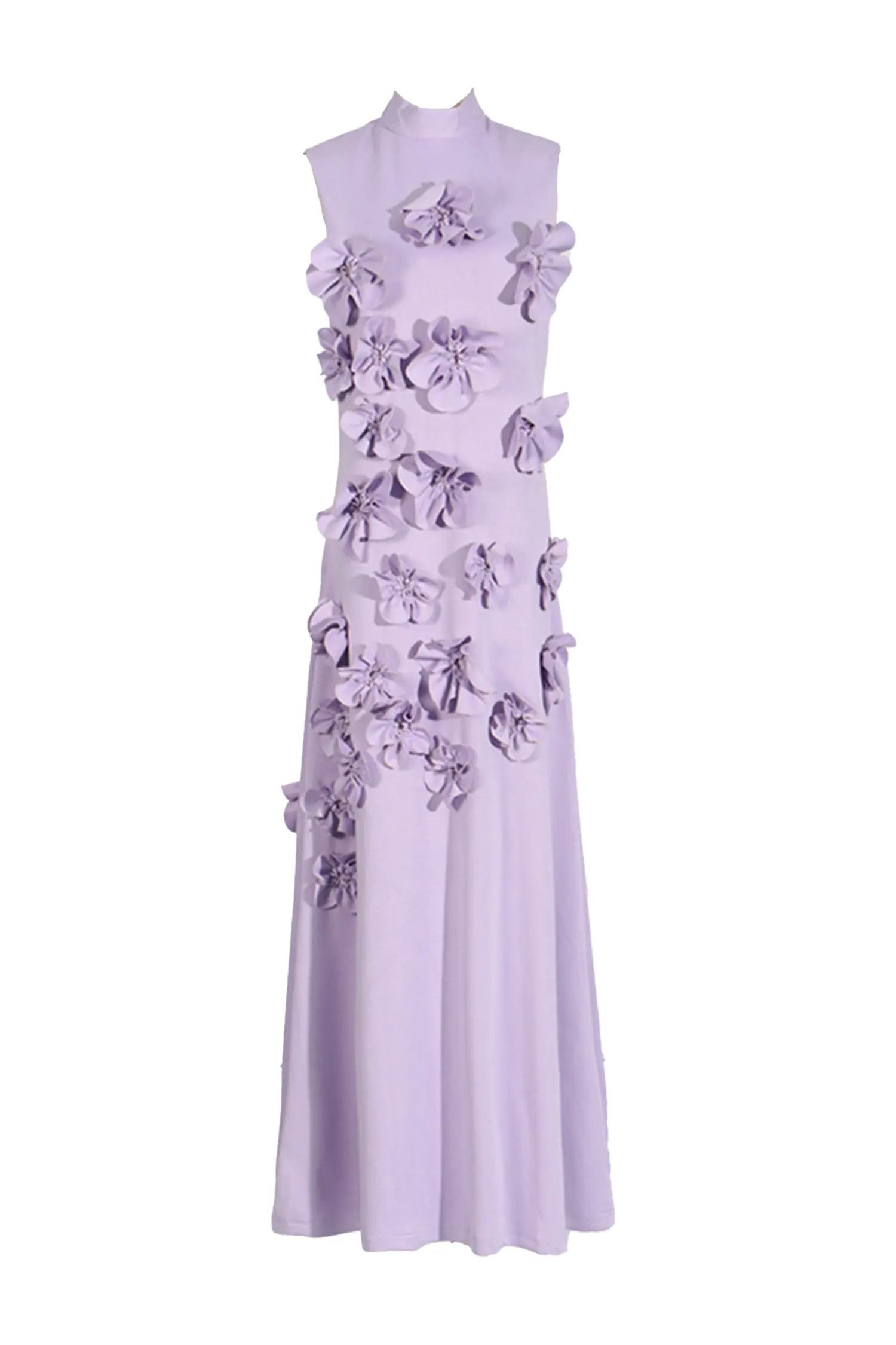 Geralyn Purple Rose Flower Maxi Dress
