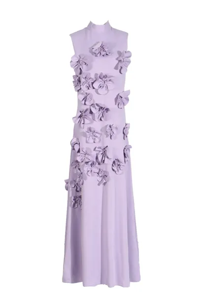 Geralyn Purple Rose Flower Maxi Dress
