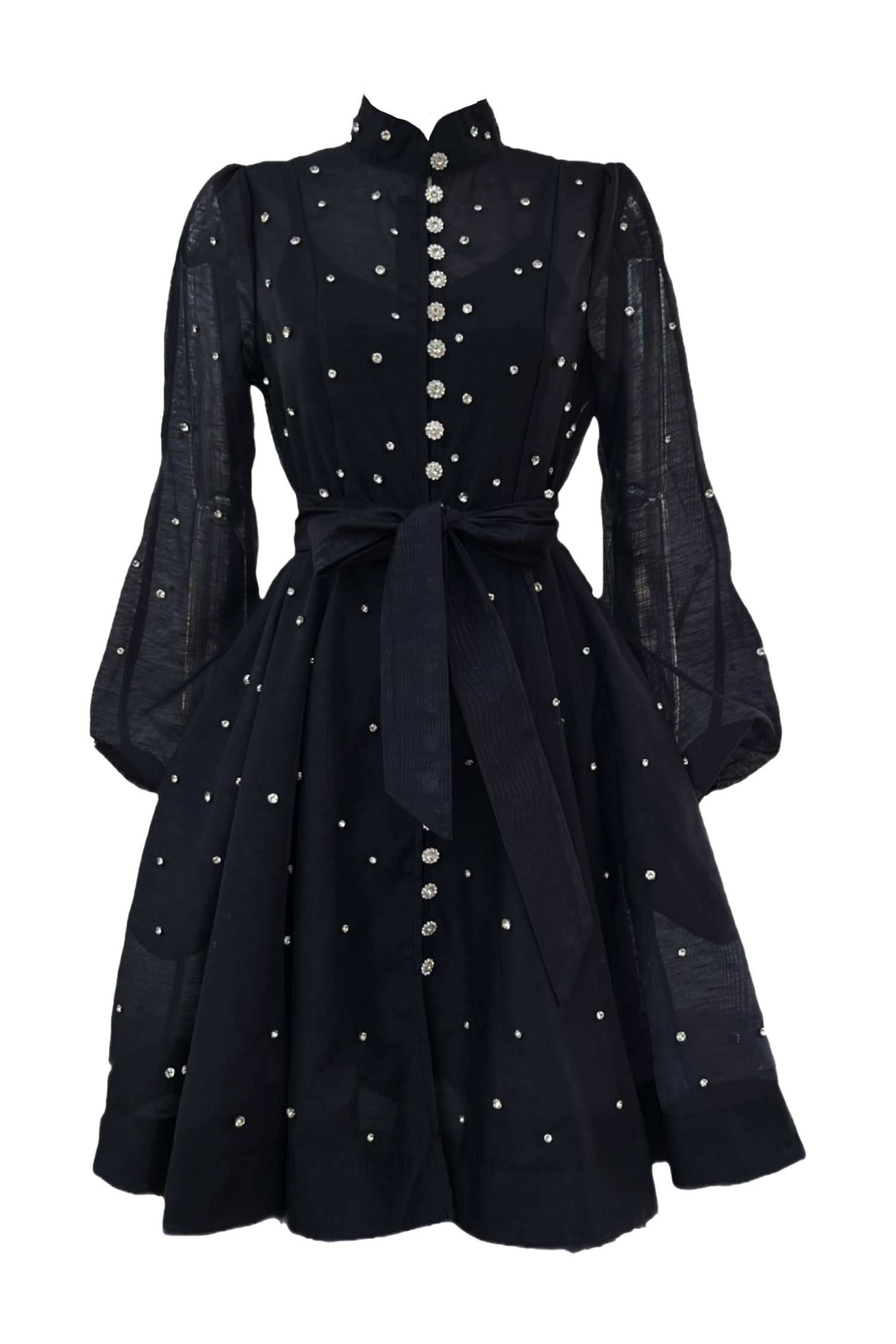 Ella Black Diamond Embellished Mini Dress