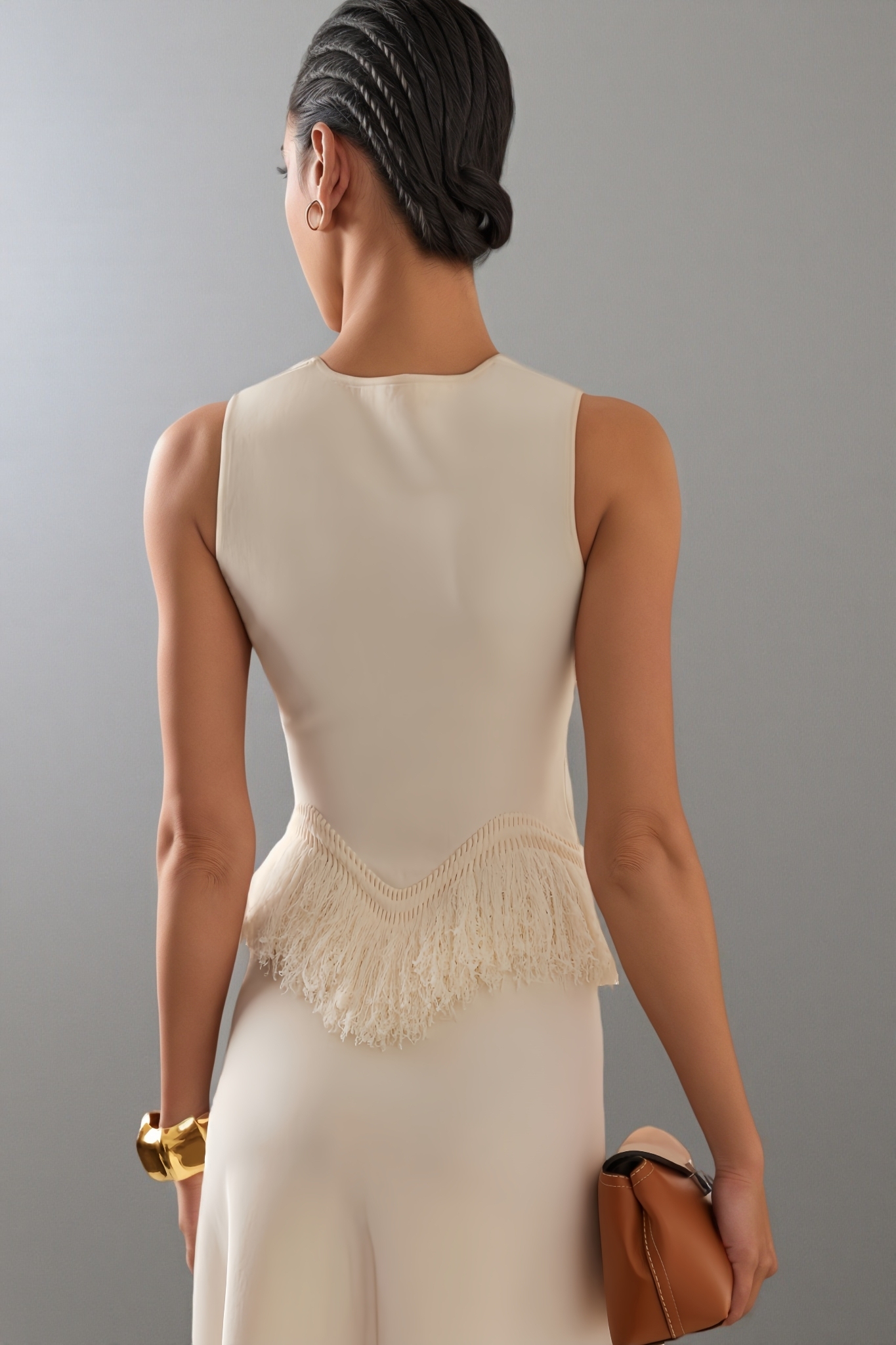 Gwendolyn White Fringe Maxi Dress Two Piece Set