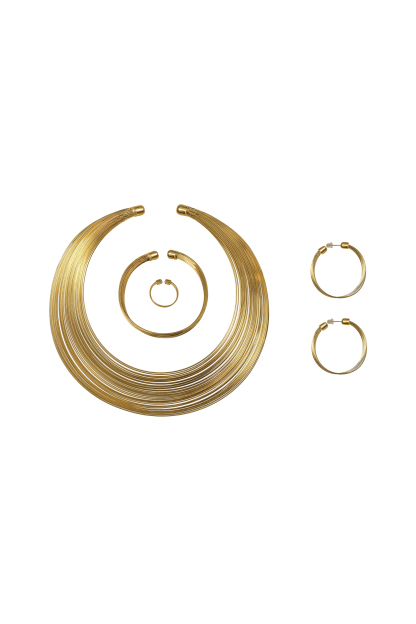 Delia Golden Earrings Necklace Set