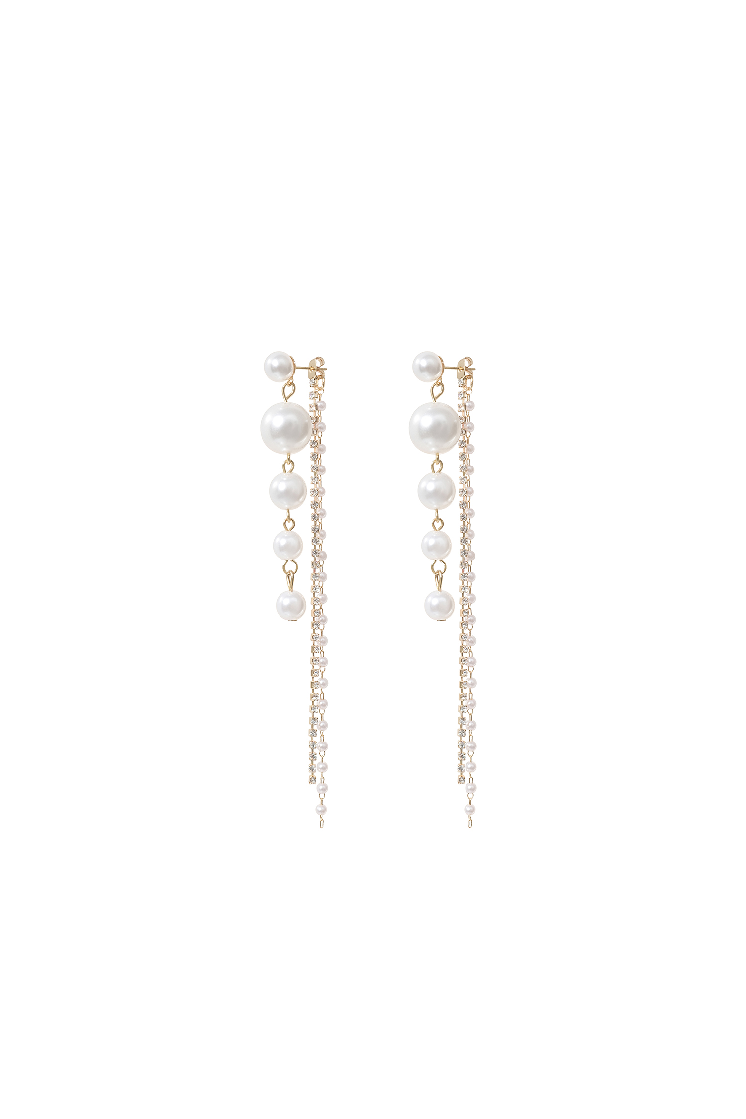 Elisa Diamond Pearl Tassel Earrings