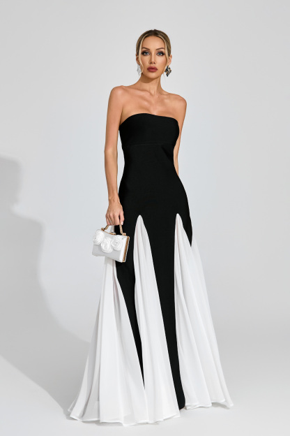 Isabella Black White Strapless Dress