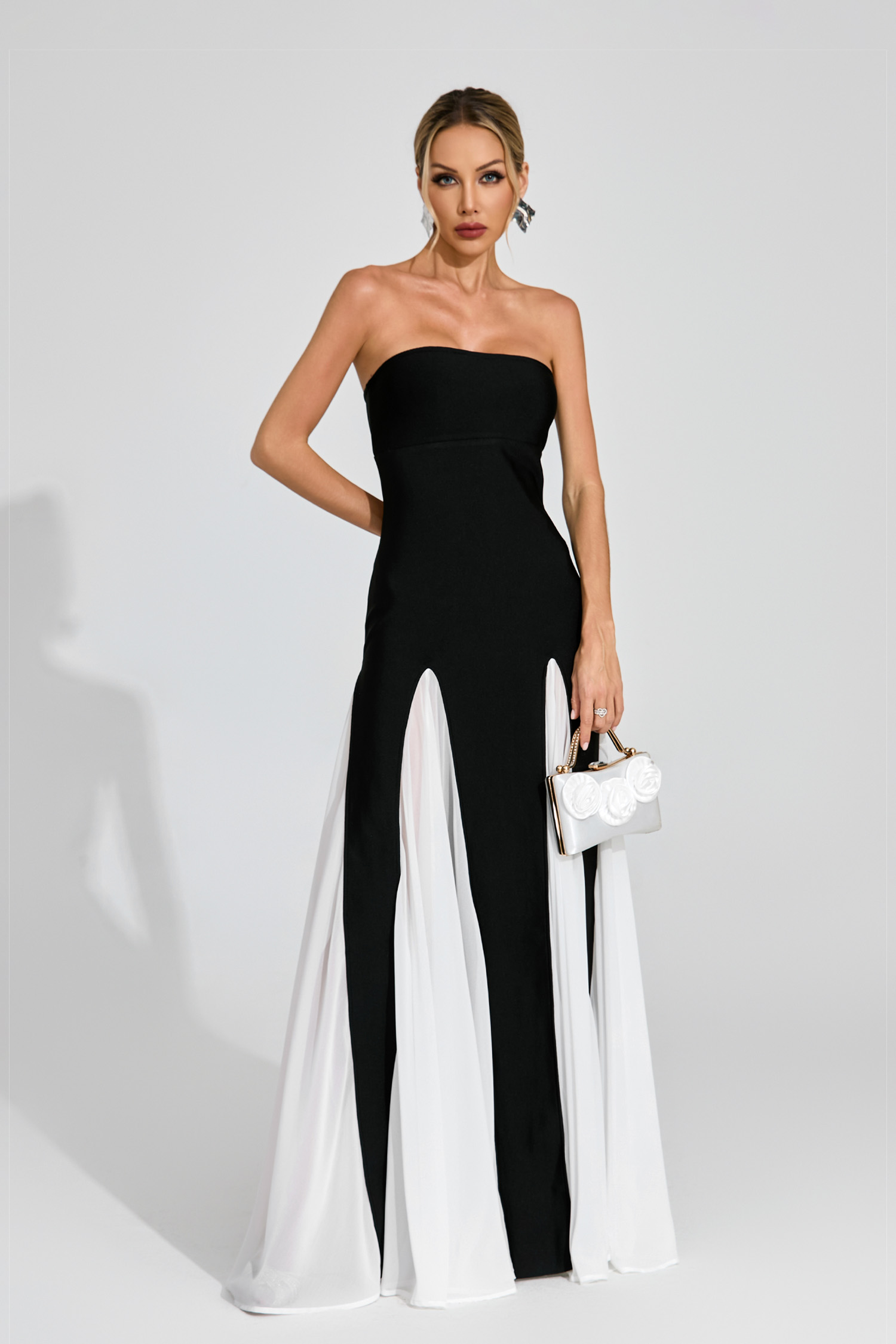 Isabella Black White Strapless Dress