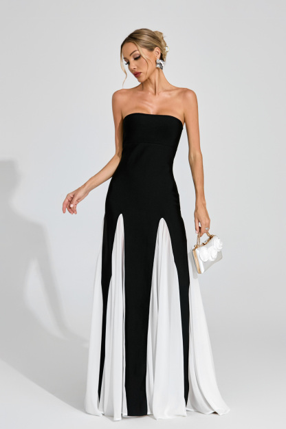 Isabella Black White Strapless Dress