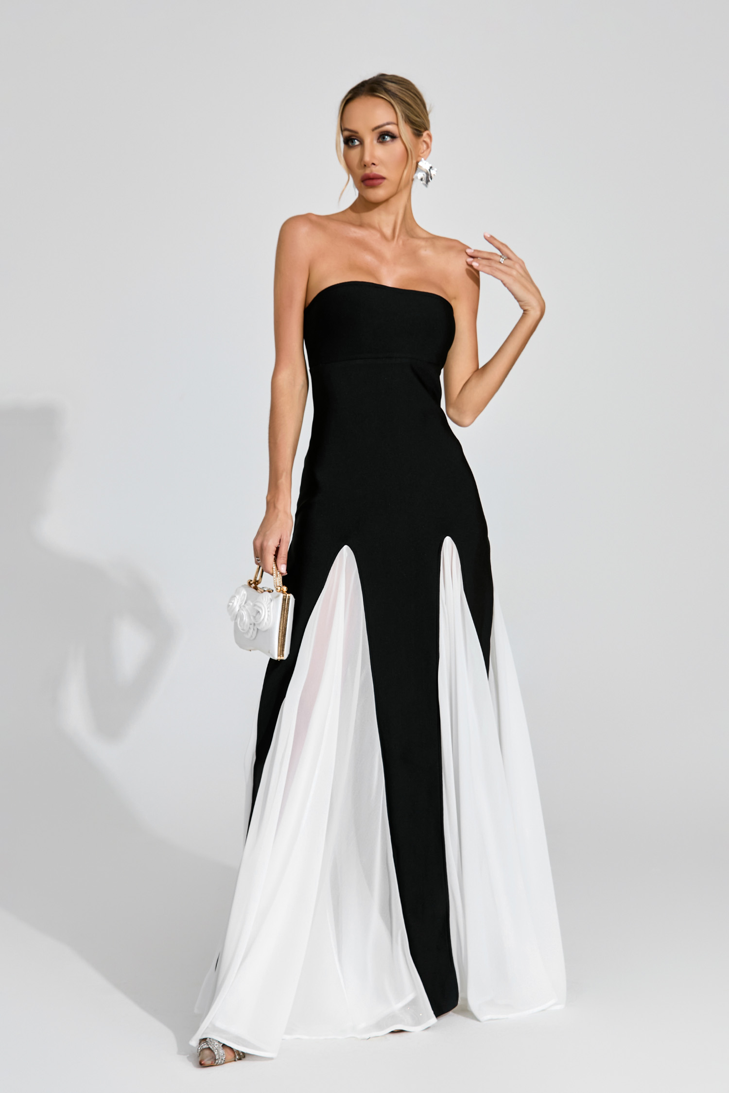 Isabella Black White Strapless Dress