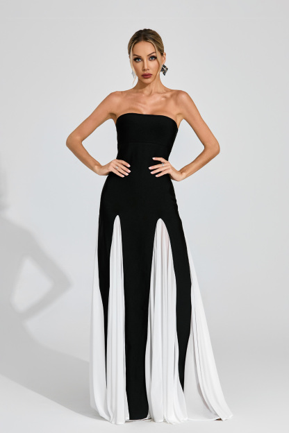 Isabella Black White Strapless Dress