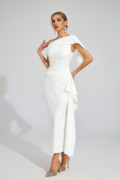 Glenna White Ruffle Off Shoulder Dress