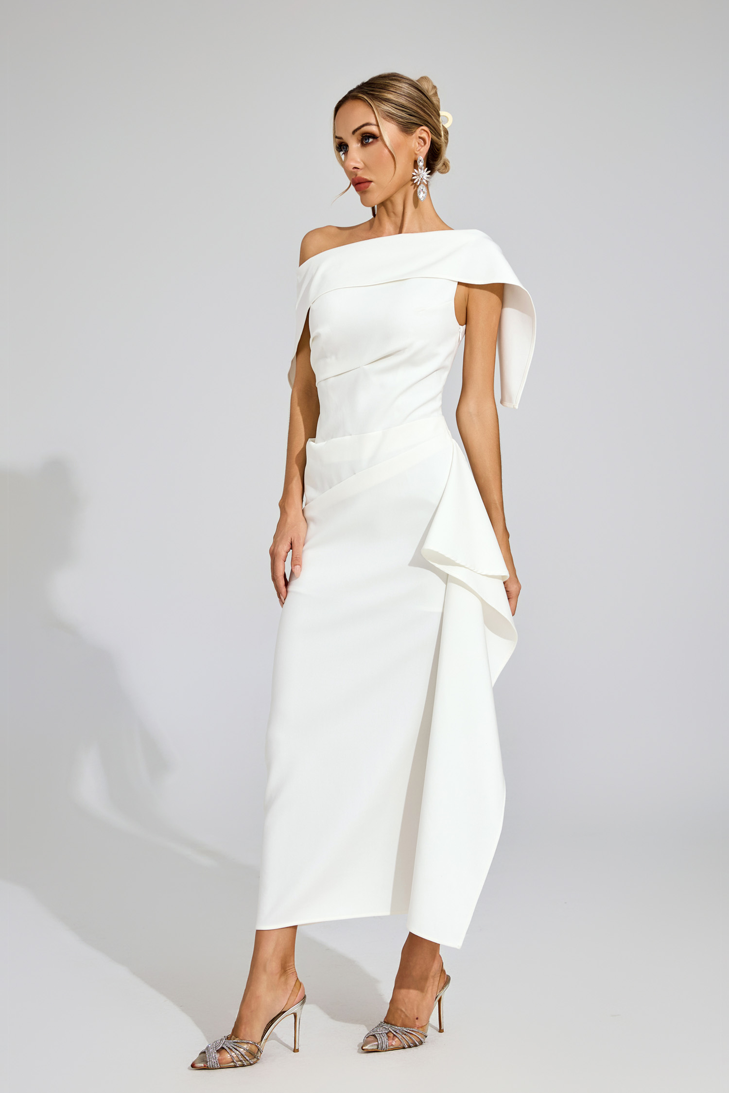 Glenna White Ruffle Off Shoulder Dress