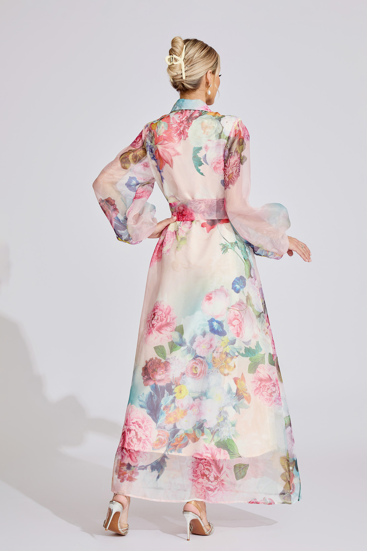 Cora Pink Floral Printed Maxi Dress