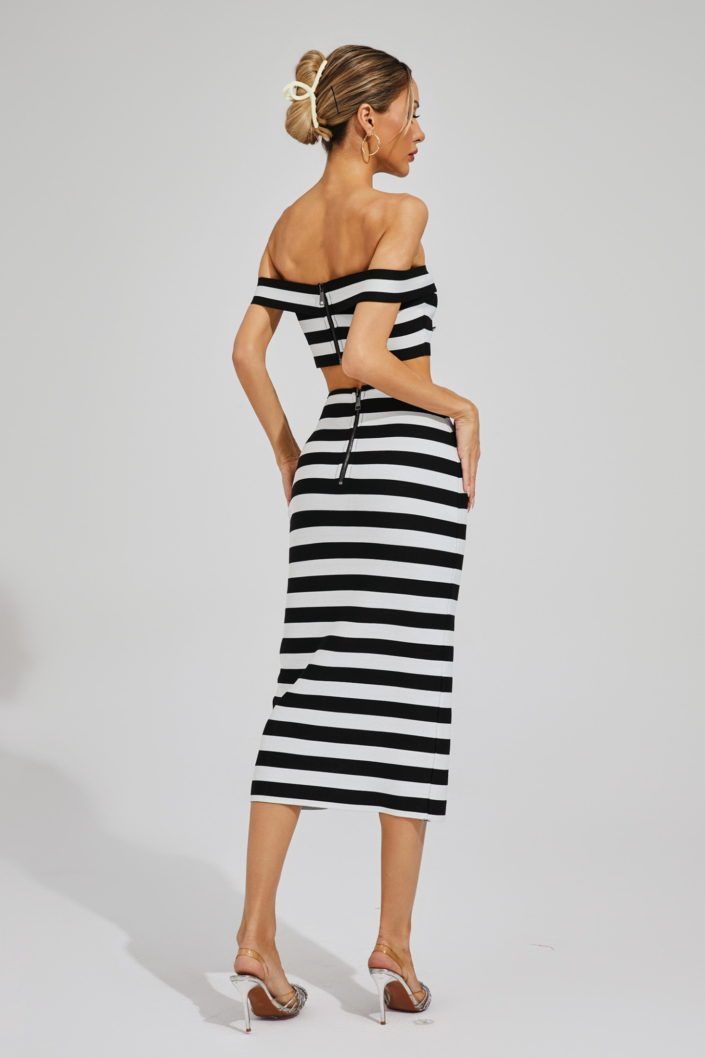Katlyn Black Striped Set