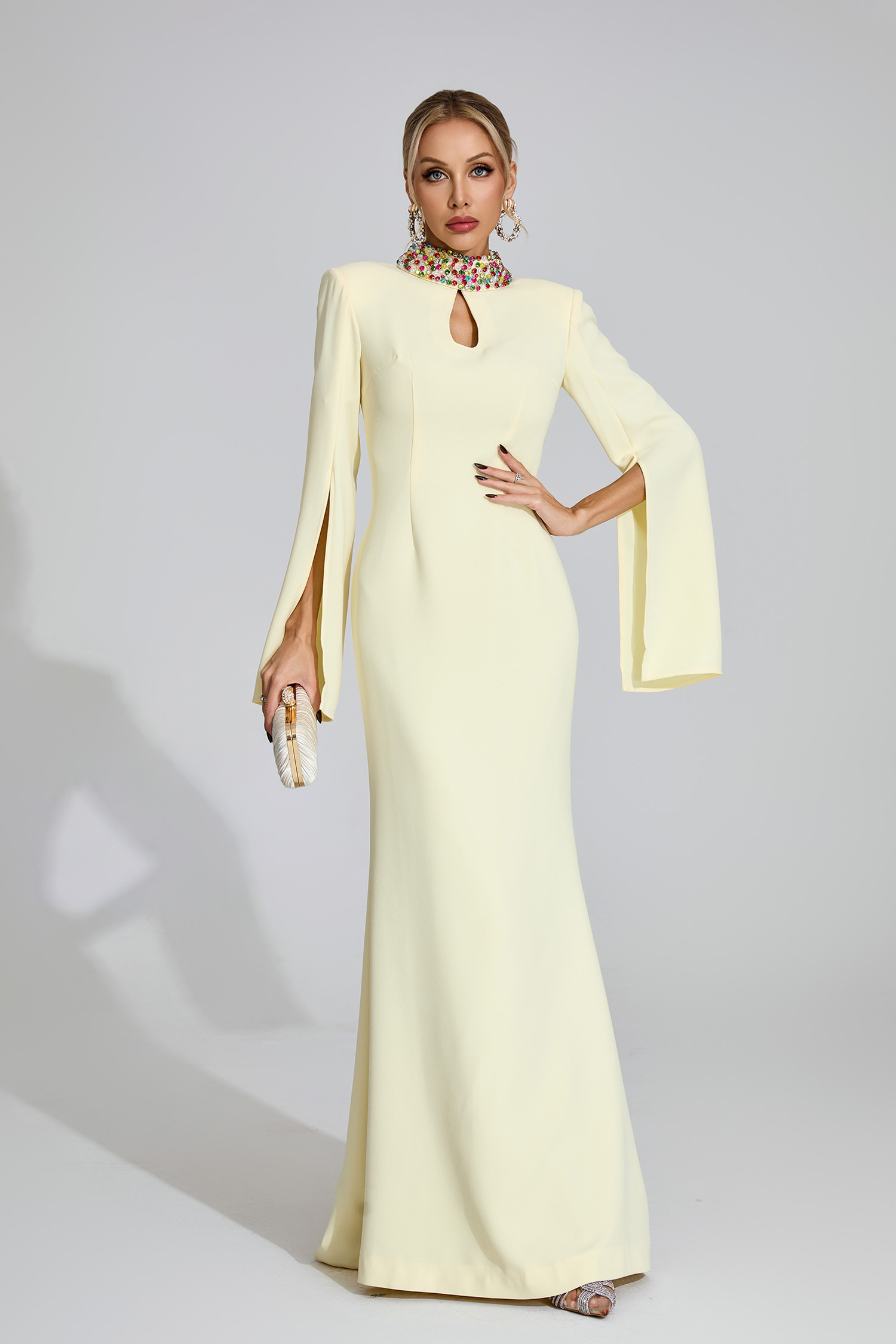 Sabrina Light Yellow Diamond Maxi Dress