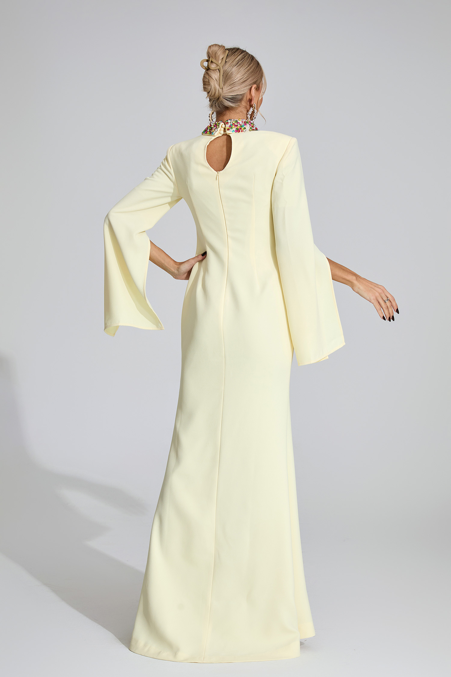 Sabrina Light Yellow Diamond Maxi Dress