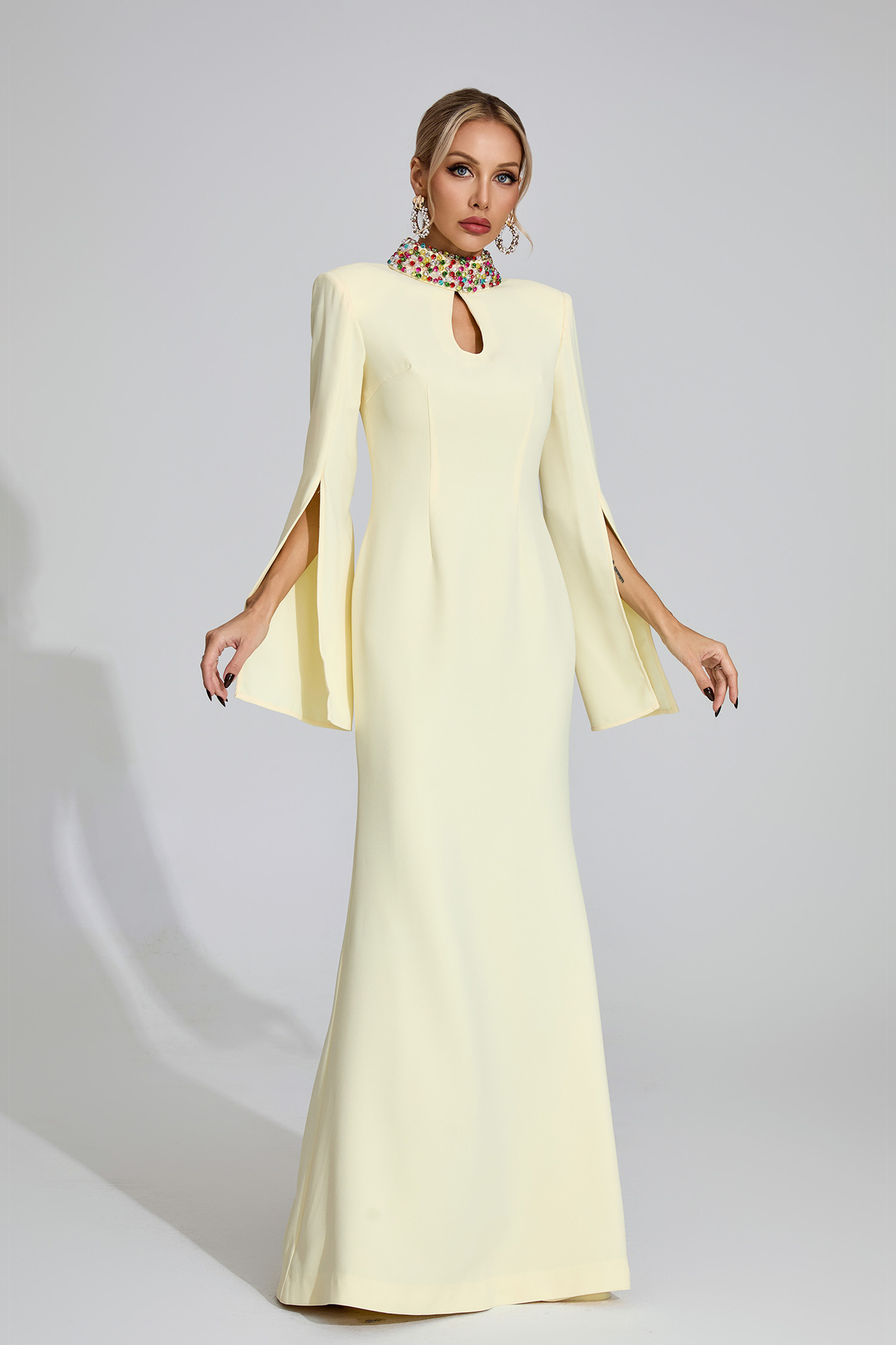 Sabrina Light Yellow Diamond Maxi Dress