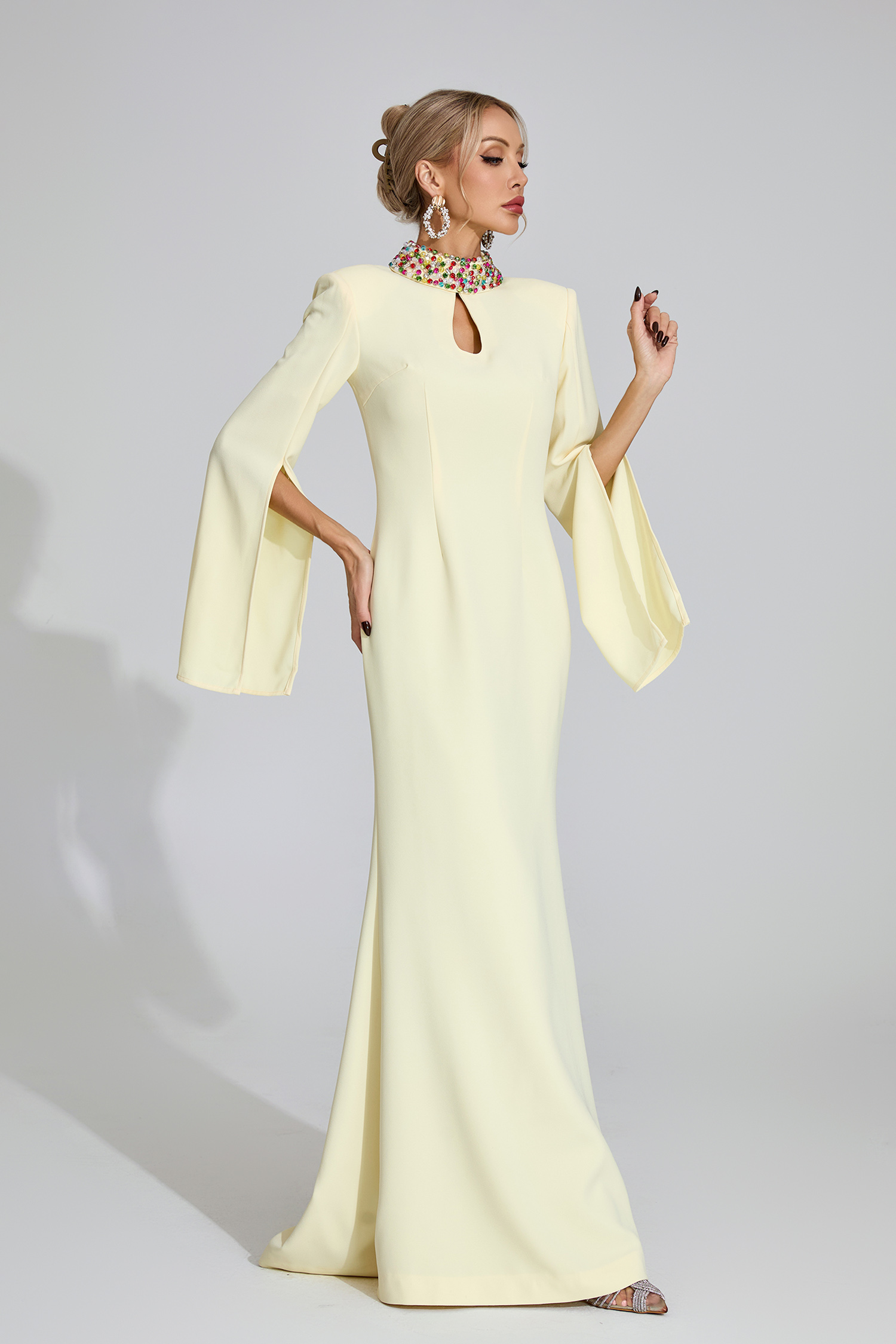 Sabrina Light Yellow Diamond Maxi Dress