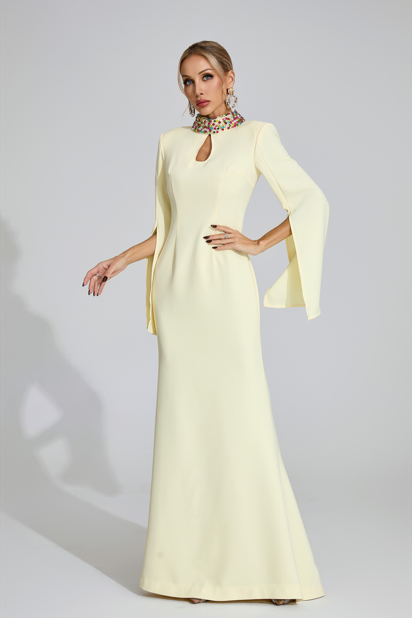 Sabrina Light Yellow Diamond Maxi Dress