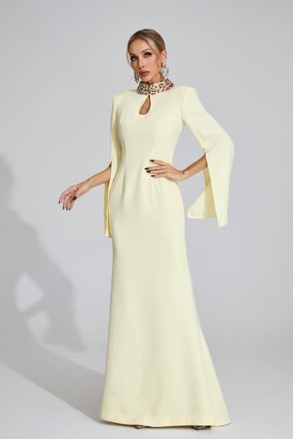 Sabrina Light Yellow Diamond Maxi Dress