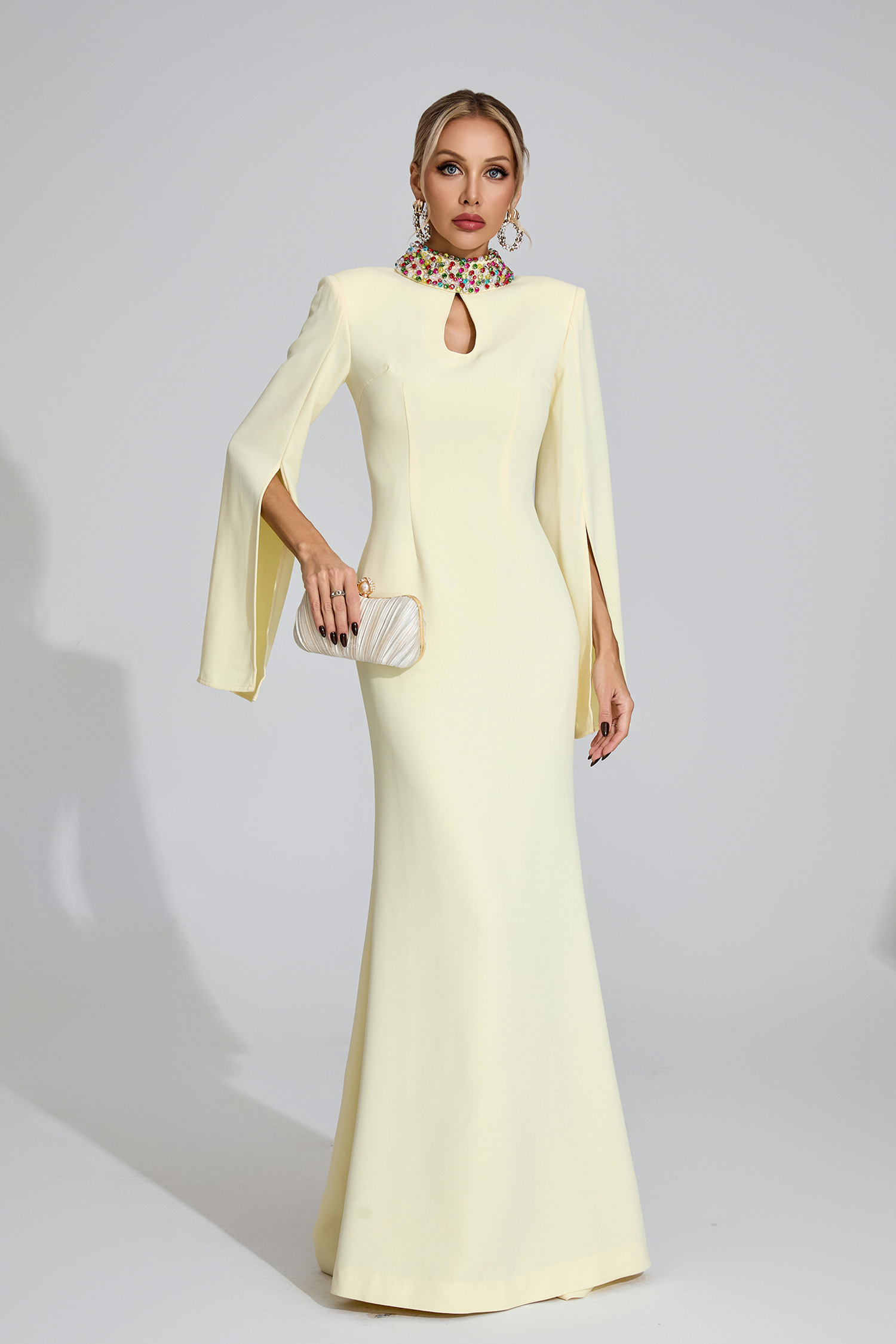 Sabrina Light Yellow Diamond Maxi Dress