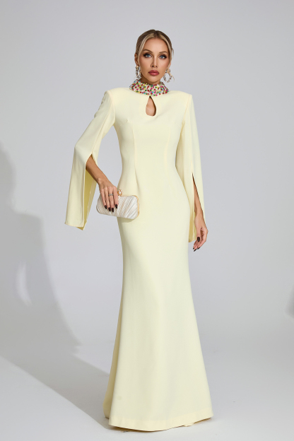 Sabrina Light Yellow Diamond Maxi Dress