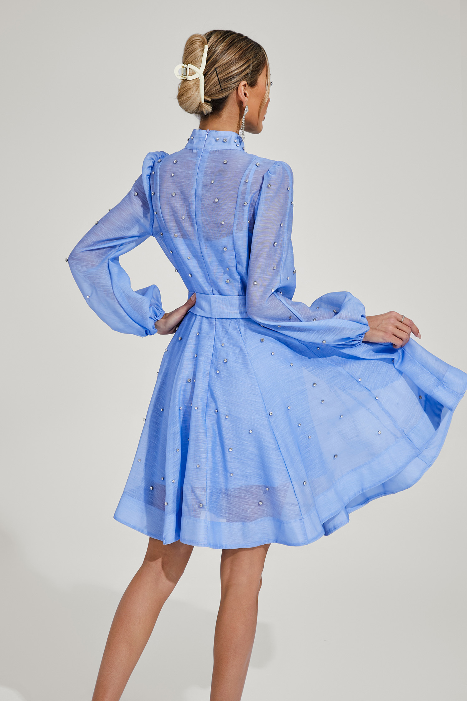 Ella Blue Diamond Embellished Mini Dress