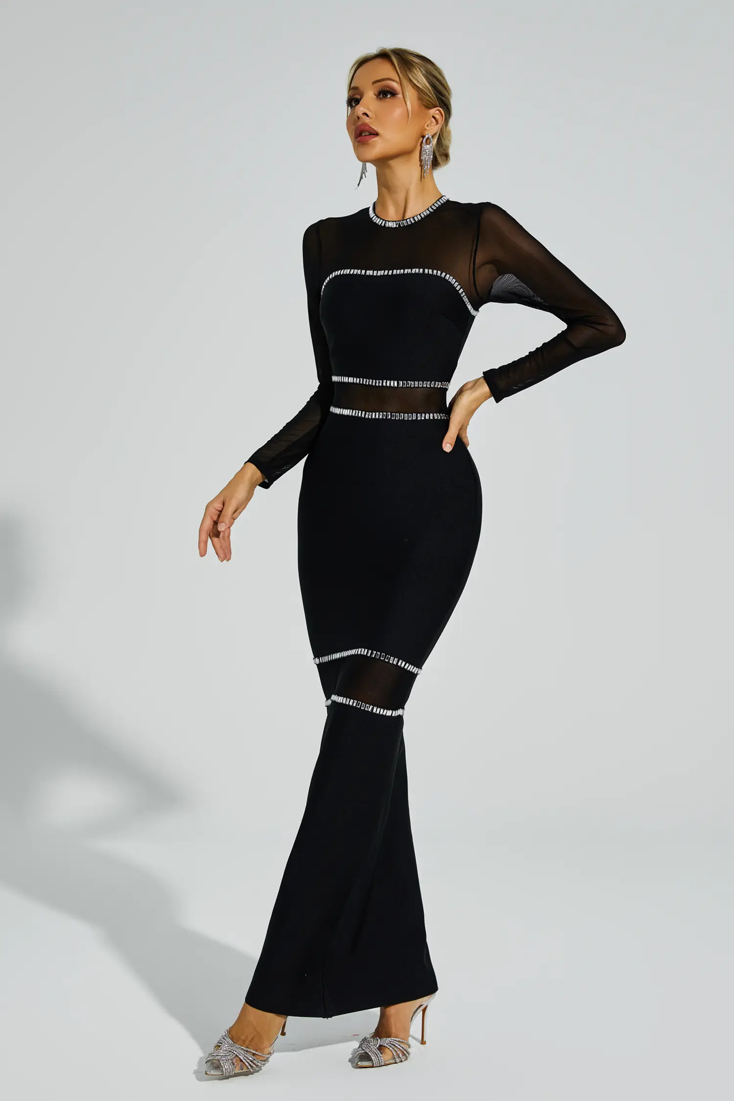 Chelsea Black Mesh Bandage Dress