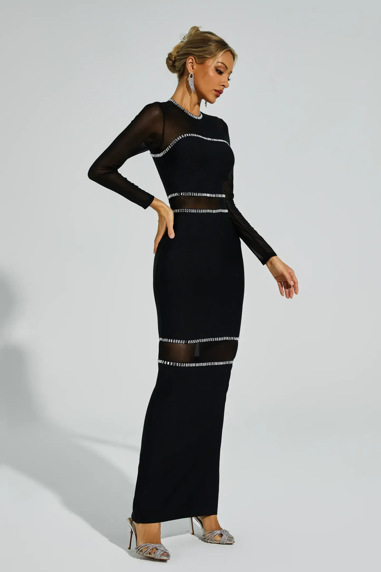 Chelsea Black Mesh Bandage Dress