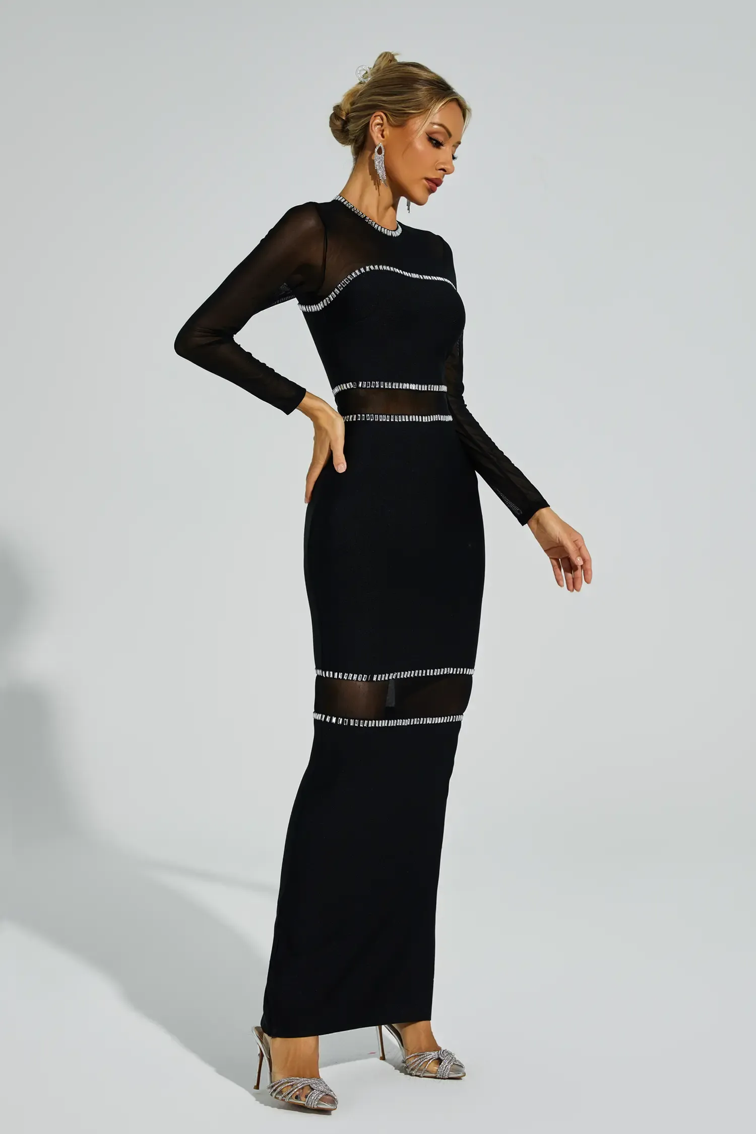 Chelsea Black Mesh Bandage Dress