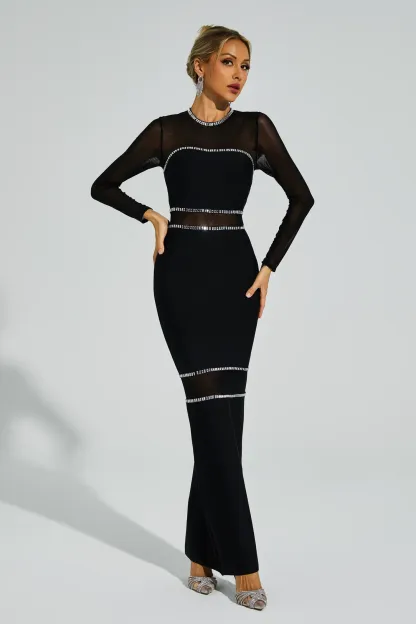 Chelsea Black Mesh Bandage Dress