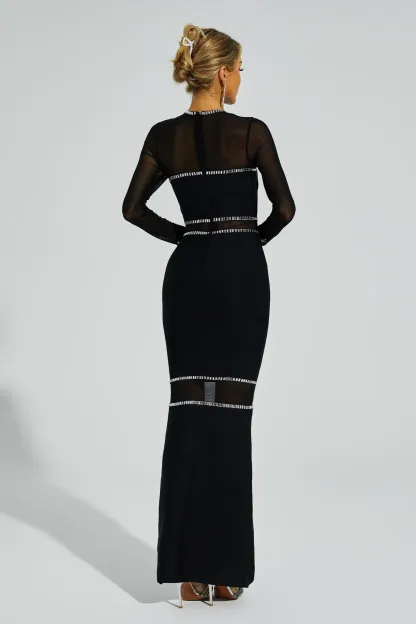 Chelsea Black Mesh Bandage Dress