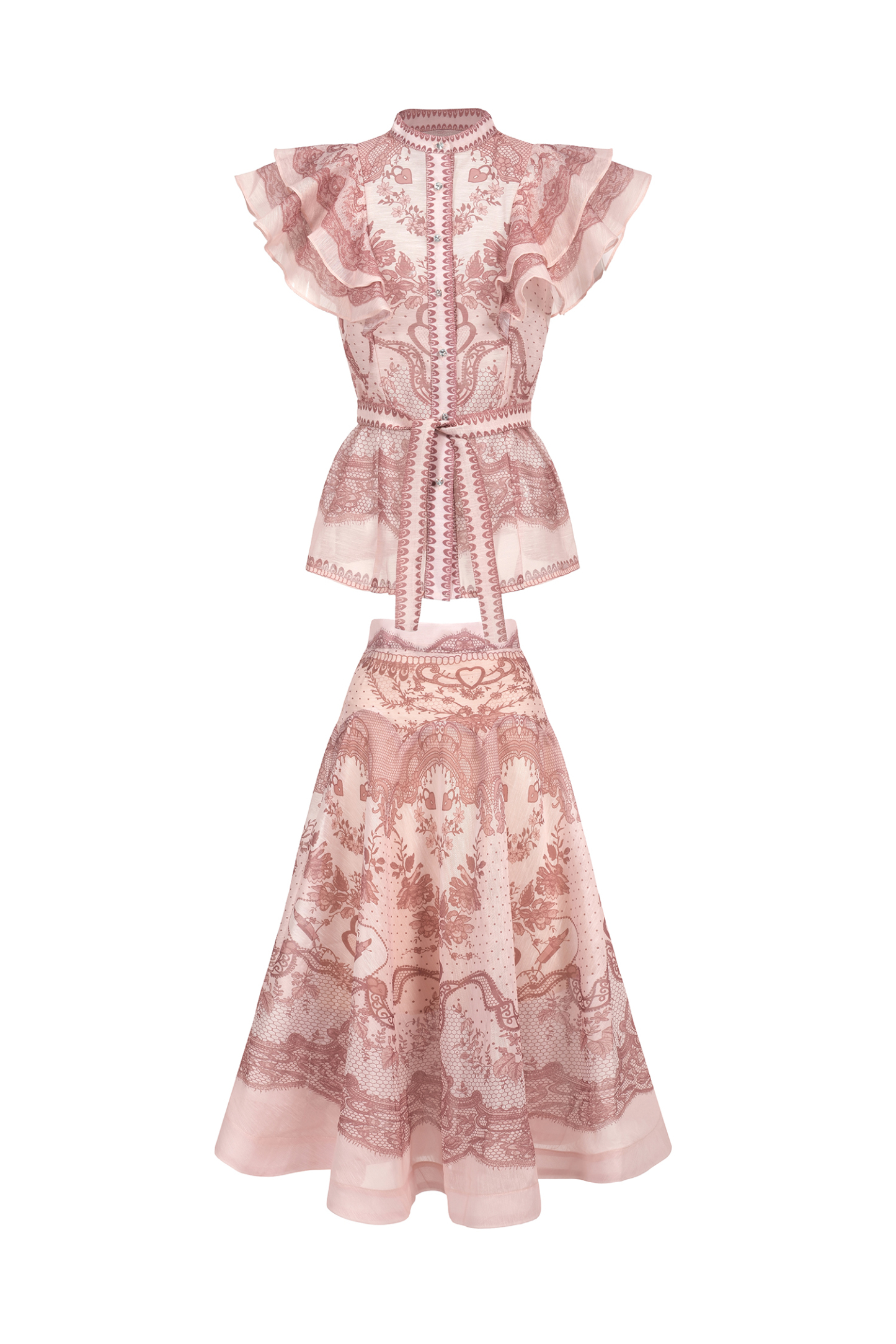 Eliza Sleeveless Floral Printed Shirt Two-Piece Set