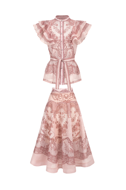 Eliza Sleeveless Floral Printed Shirt Two-Piece Set