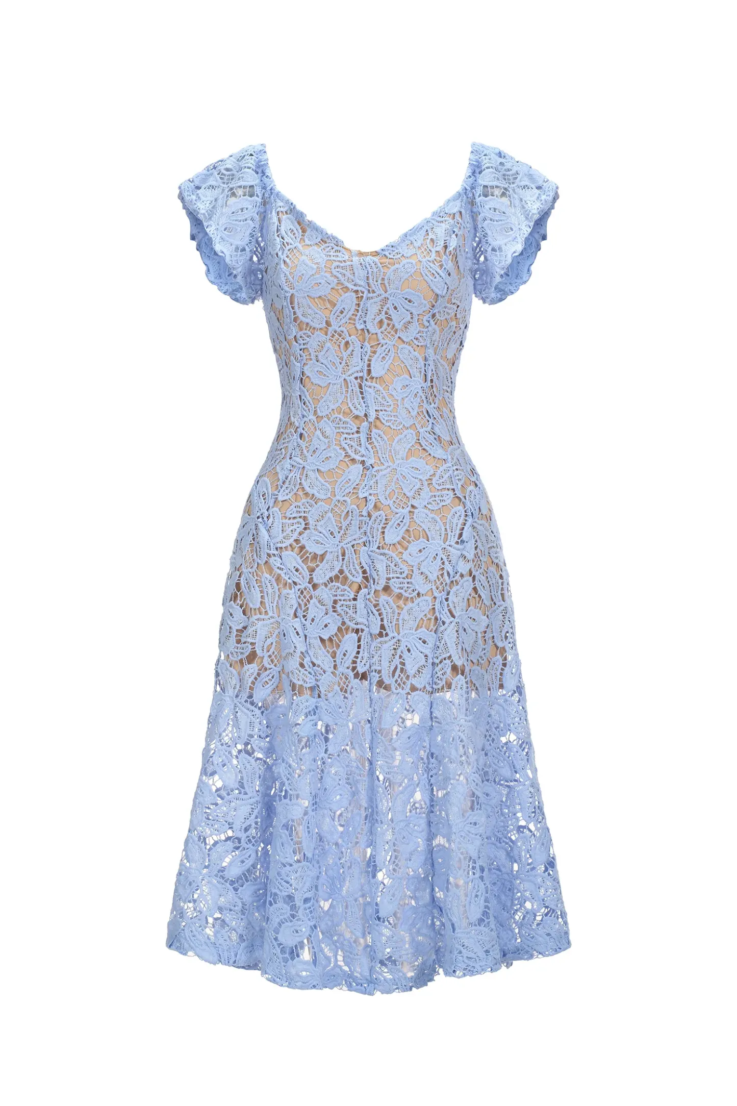 Mavis Short Sleeves Lace Midi Dress