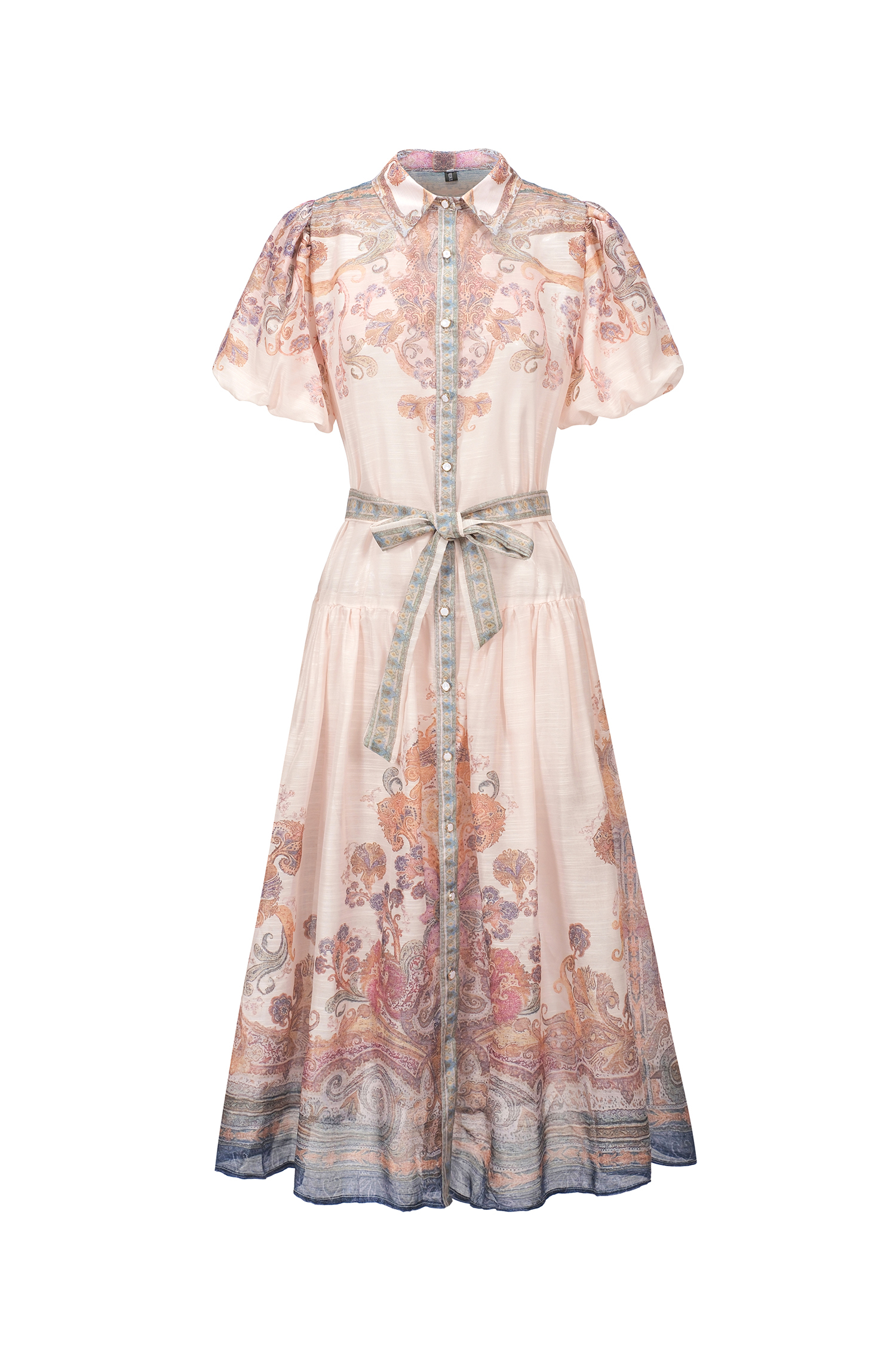 Yolanda Lapel Floral Printed Midi Dress