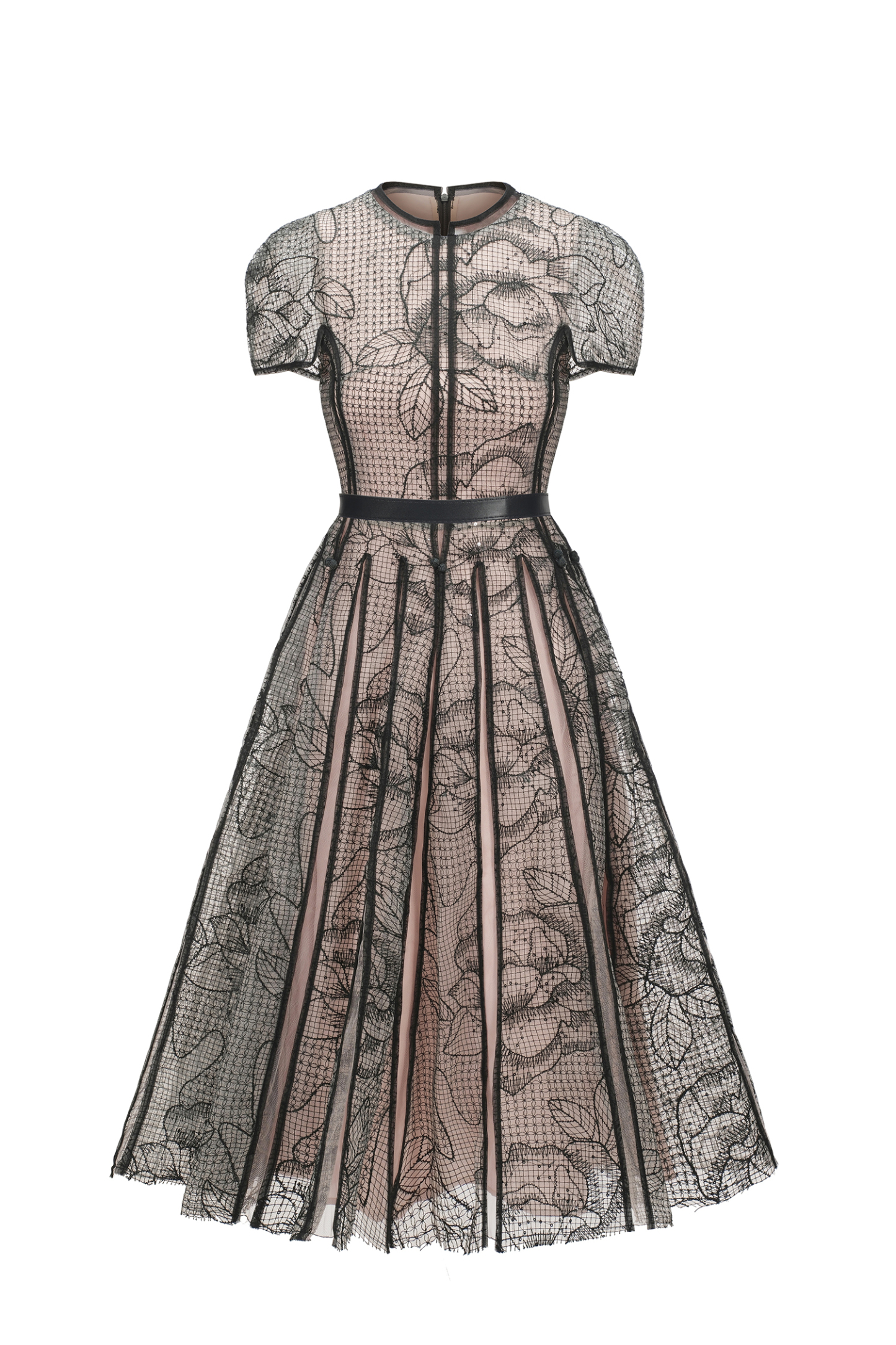 Arlene Short Sleeves Jacquard Midi Dress