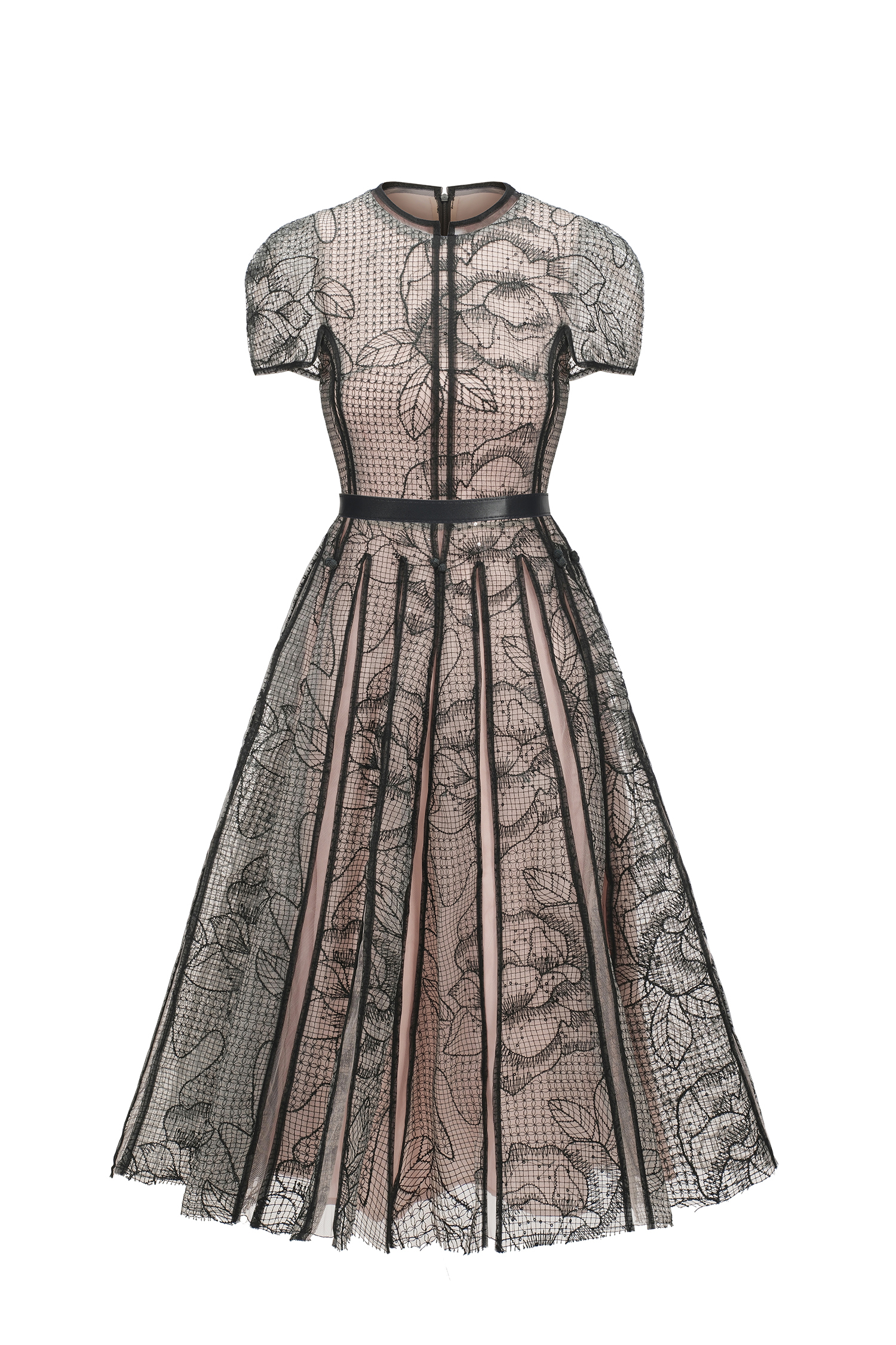 Arlene Short Sleeves Jacquard Midi Dress