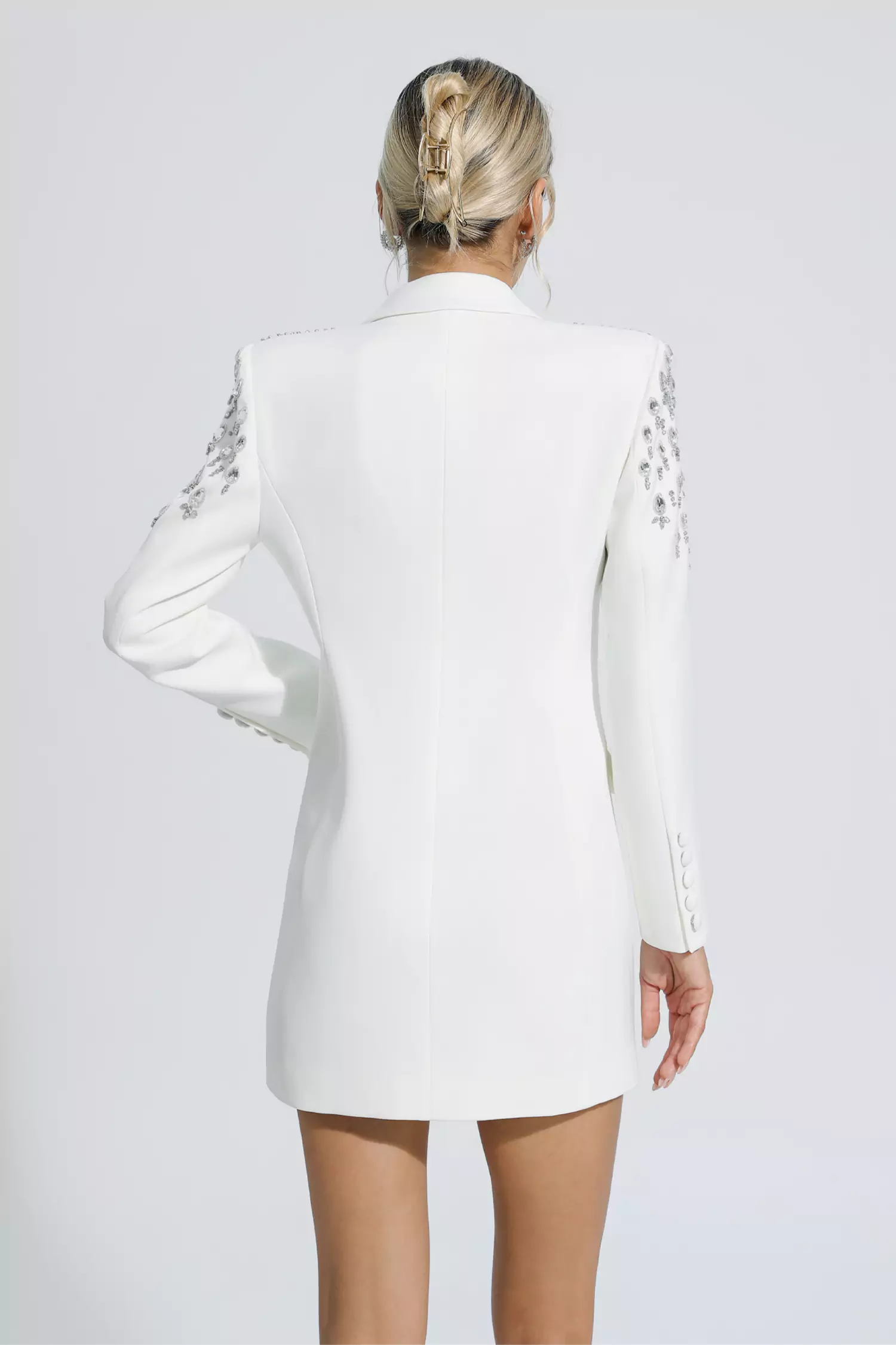 Daisy White Diamond Embellishment Blazer Dress