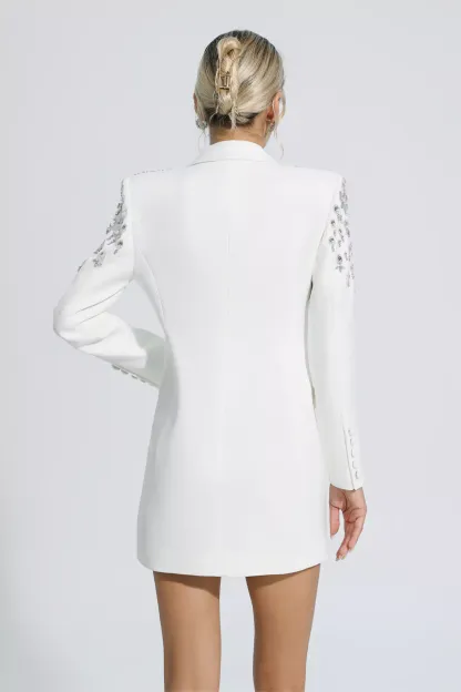 Daisy White Diamond Embellishment Blazer Dress