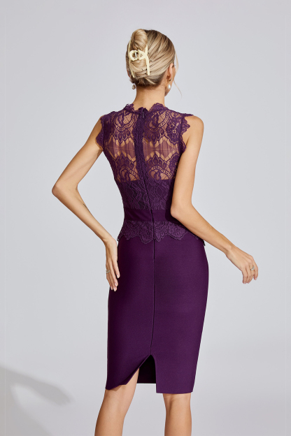 Jordyn Purple Lace Bandage Dress