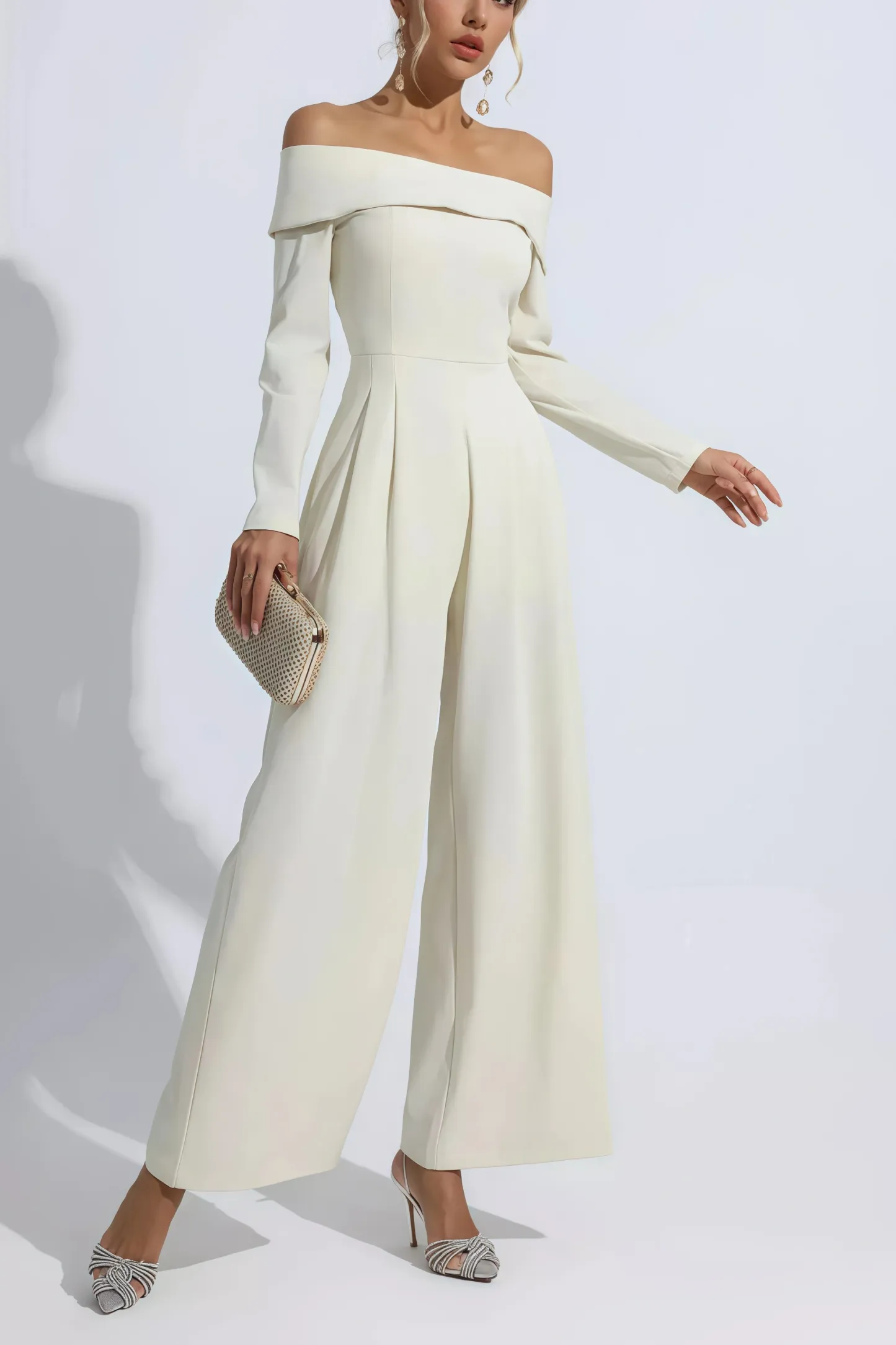 Jade Apricot Off Shoulder Drape Jumpsuit